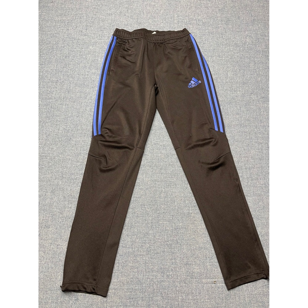 Adidas Climacool Soccer Training Pants Black Blue Stripes Boys Youth Large L - Picture 1 of 7